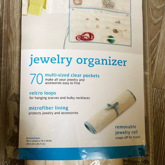 Real Simple Jewelry Accessories Organizer Hanging 70 Pockets Removable 18x38 in - Picture 5 of 8